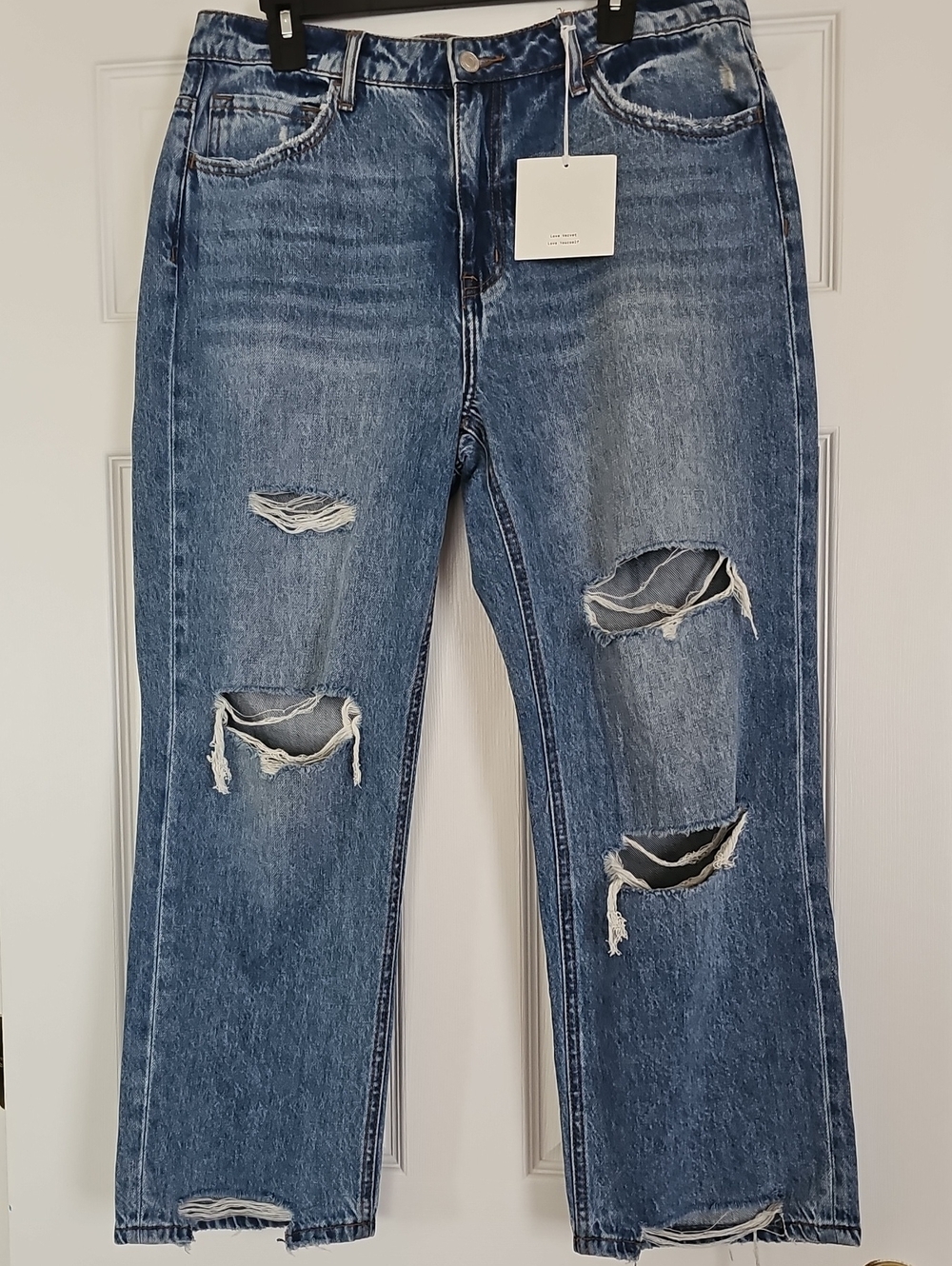 Lovervet High-Rise Distressed Straight  Leg Jeans size 31/13